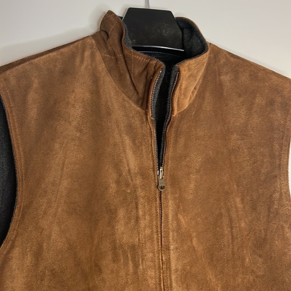 Mark Shale Sz L Reversible Suede Leather and Wool Zippered Mocneck - Picture 6 of 11